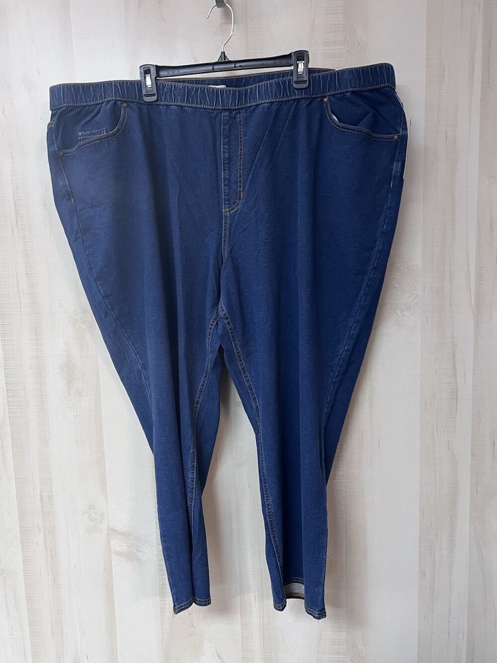 Catherines Petite Blue Denim Jeans - Pull On Elastic Waist - 30 Petite
